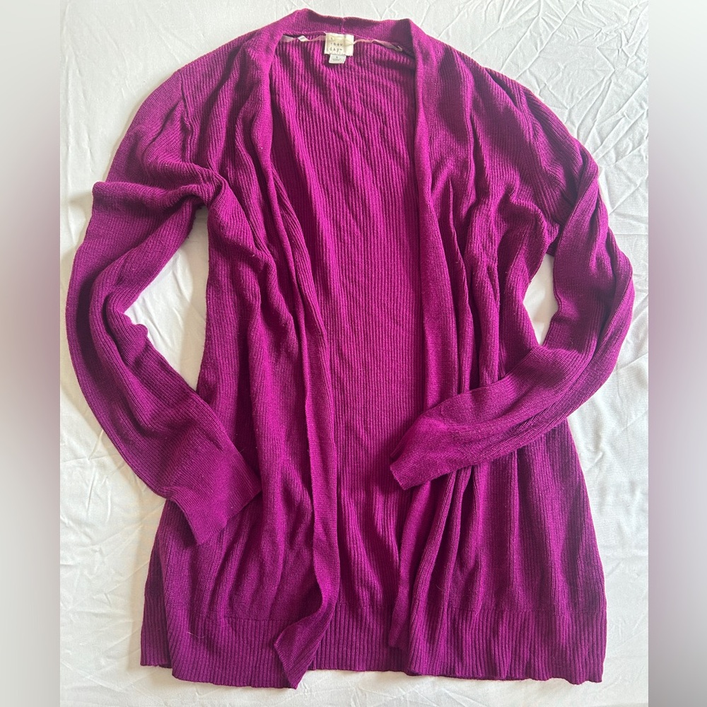 Women’s Open Front Purple Plum Cardigan Size Large